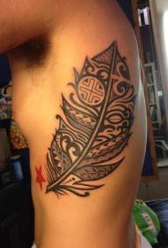 partea laterală Rib frumos cenușiu tribal model tatuaj