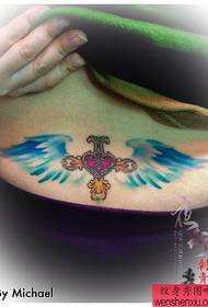 girl's waist only beautiful cross-wing tattoo pattern