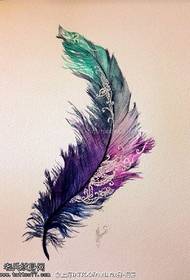 Colorful personality splash ink feather tattoo manuscript pattern