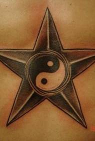 I-Pentagram yin ne-yang inhlebo tattoo iphethini