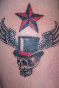 Череп во боја на рамената и шема на тетоважи со крилја