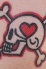 Imagem de tatuagem de caveira em forma de coração de cor de perna