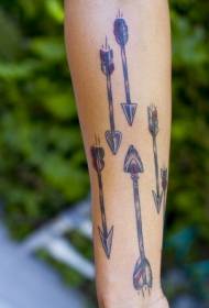 Six Arrow Tribal Different Painted Tattoo