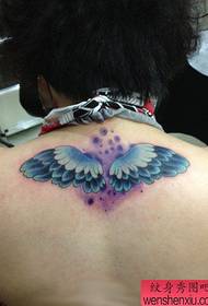 girl's back European and American style wing tattoo design