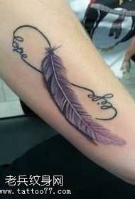 modello di tatuaggio bella bella piuma lettera