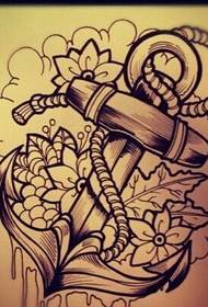 Kotva čiara kreslenie tetovanie vzor obrázok