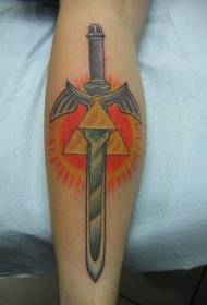 Dagger geometria eguzki tatuaje eredua