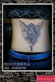 meitene vidukļa puse velna puse eņģeļa spārnu tetovējums modelis