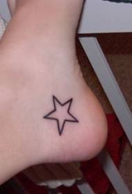 Girls feet black lines creative art small fresh stars tattoo pictures