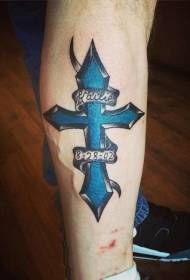 Modello di tatuaggio letterario creativo croce sacra e solenne