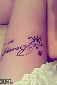 Leg star English tattoo pattern