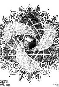 Buddhist lotus seat geometric line tattoo pattern