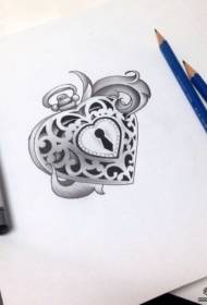 Manoscritto con motivo a tatuaggio a forma di cuore europeo e americano