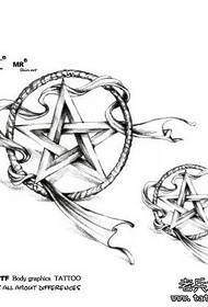 Pentagram, femspiss stjernetatoveringsmønster