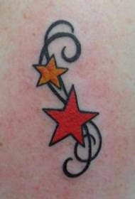 Обојена слика тетоваже звезда са петокраком