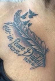 Isifuba samantombazane emnyama sketch iphuzu ameva iqhinga lobuciko be-tattoo feather