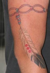 手臂彩色的羽毛臂章紋身圖案