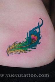 amantombazane afana ne-waist color feather tattoo iphethini