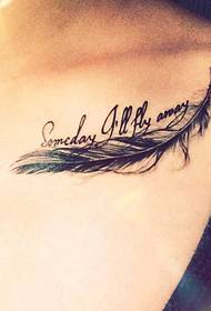 Chest feather tattoo pattern