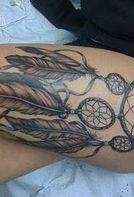 Tatuaje de plumas con patas en la canasta