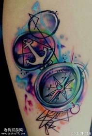 Calf watercolor anchor timepiece tattoo tattoo