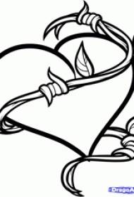 Manoscritto tatuaggio a forma di cuore manoscritto tatuaggio linea semplice manoscritto tatuaggio a forma di cuore manoscritto