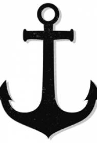 Schizzo di linea nera che raffigura il manoscritto del tatuaggio dell'ancora squisita in stile creativo della marina