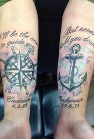 Eine Reihe von atmosphärischen Mode Anker Tattoos