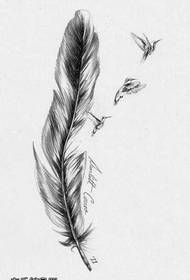 Manuscript bird out feather tattoo pattern