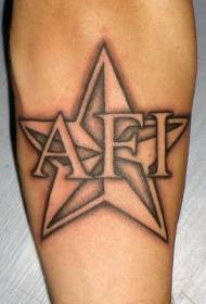Angielski tatuaż na ramieniu pentagram
