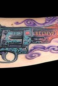 Classic pistol tattoo pattern