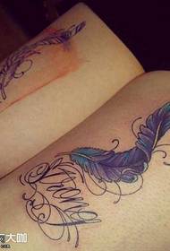 leg blue feather tattoo Pattern