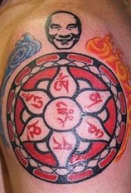 큰 바퀴 불교 생활 바퀴 문신 패턴
