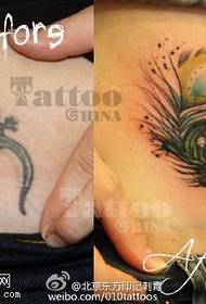Dækker den gamle tatovering smukke påfugl hår tatoveringsmønster