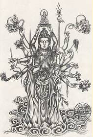 мӯд зебо ва зебо ҳазор дасти Guanyin tattoo тасвири намунаҳои дастнавис
