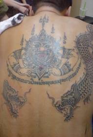 Înapoi personaje budiste și model de tatuaj dragon