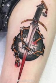 Sraith sceana sean-scoile de chniog tattoo ag obair