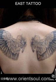 patrón de tatuaxe de ás de anxo cara atrás de beleza