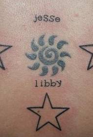 Vēdera saules zvaigznes tetovējuma raksts