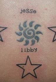 Abdomen sun stars tattoo pattern