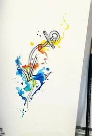 Ang sumbanan sa manuscript watercolor nga angkla nga tattoo