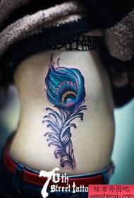 beauty Side waist pretty popular feather tattoo pattern