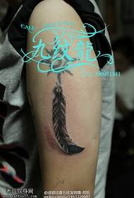 ຮູບແບບ tattoo ງາມຂອງ feather ໃນບ່າ