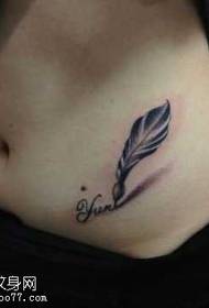 Abdomen fresh feather tattoo pattern