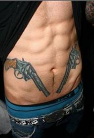 Bărbați Personalitate abdominală Mod de așteptare cu pistol Poza tatuaj