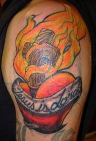 Kors på flammer tatoveringsmønster
