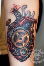 Modello di tatuaggio a cuore meccanico color braccio