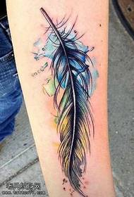 sumbanan sa bukton nga kolor asul nga feather tattoo