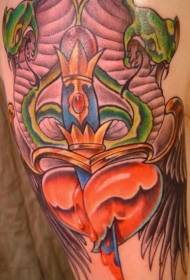 Punhal, piercing, coração, e, cobra, tatuagem, padrão