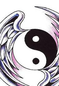 mustavalkoiset Taiji-juorut yin- ja yang-tatuointikäsikirjoitukset